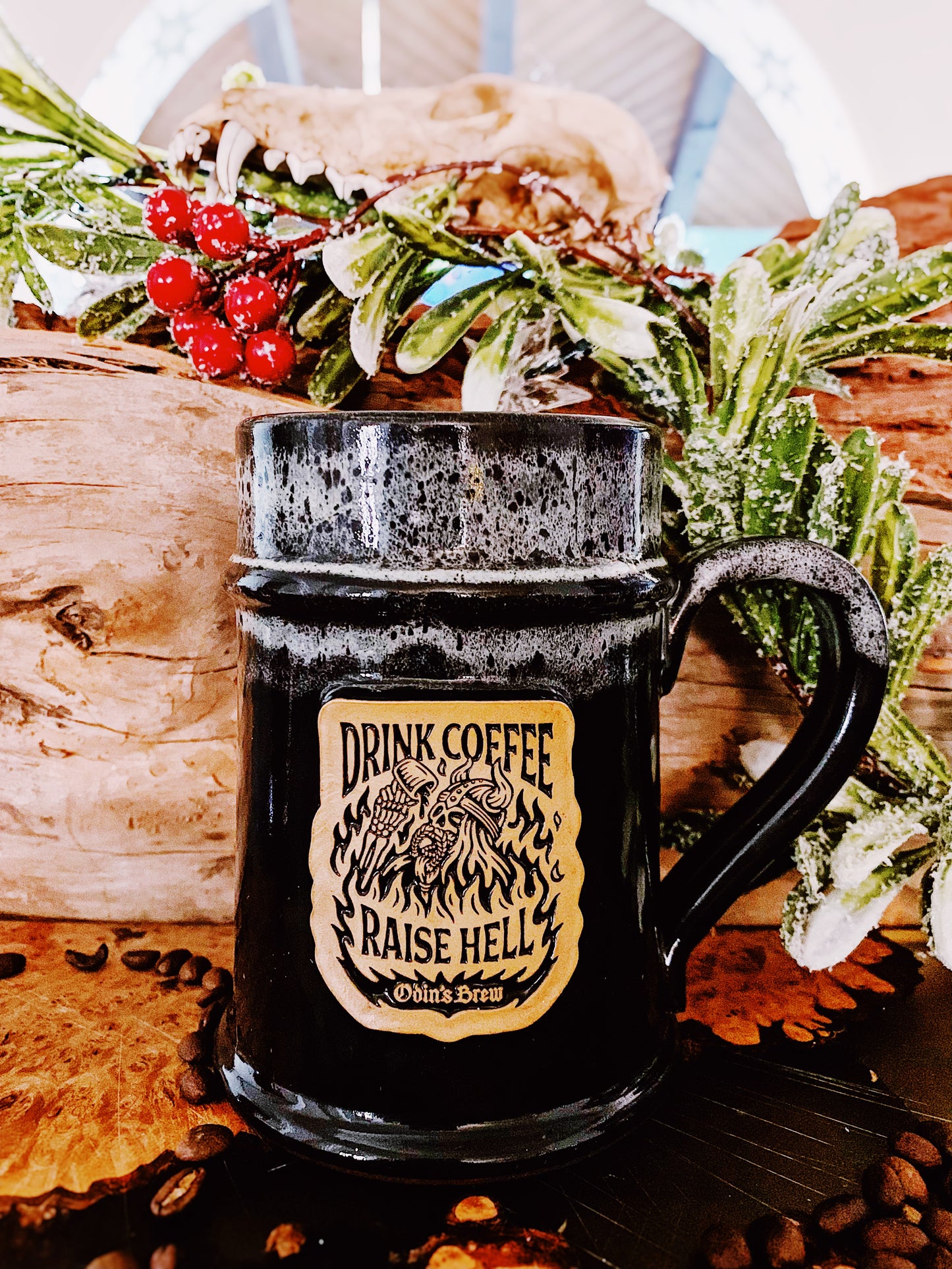 RAISE HELL Mug (Black & White) - Odin's Brew