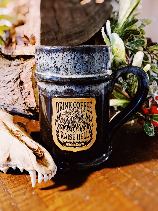 RAISE HELL Mug (Black & White) - Odin's Brew